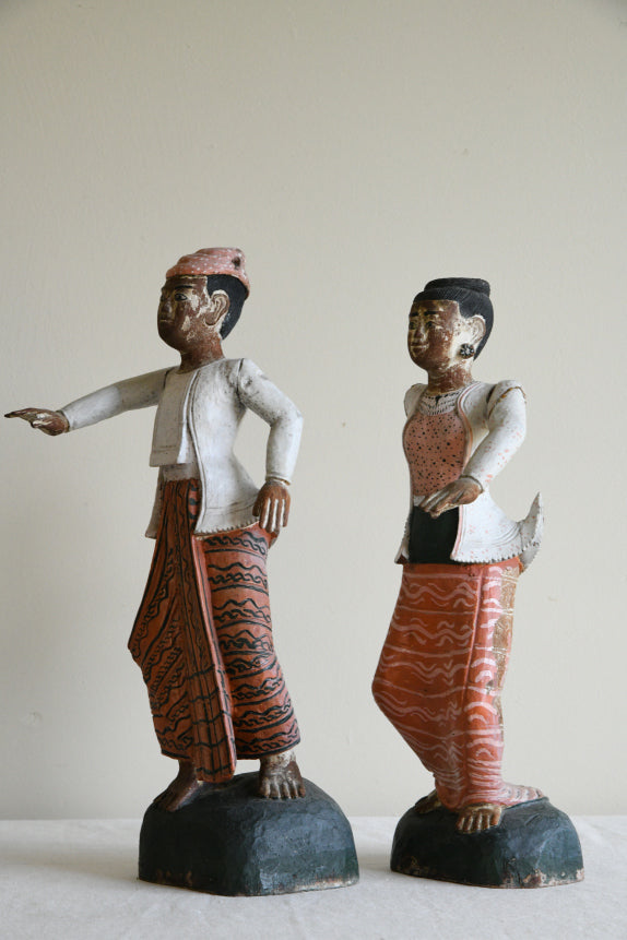 Pair Dancing Thai Wooden Figures