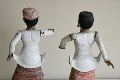 Pair Dancing Thai Wooden Figures