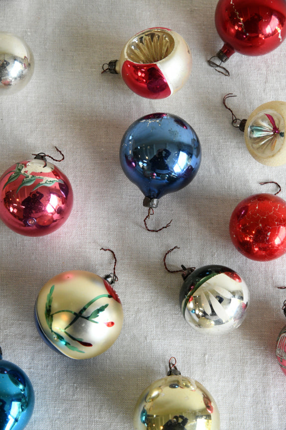 Vintage Mid 20th Century Glass Christmas Tree Baubles