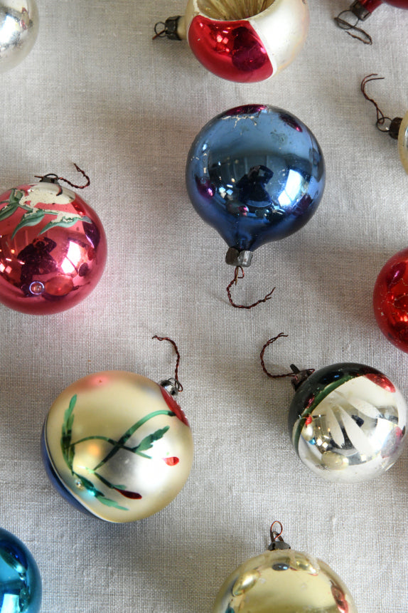 Vintage Mid 20th Century Glass Christmas Tree Baubles