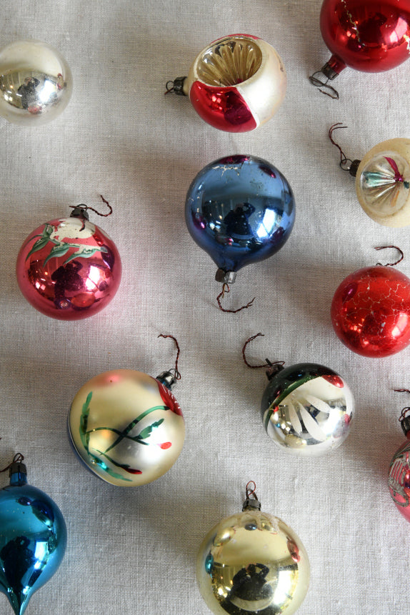 Vintage Mid 20th Century Glass Christmas Tree Baubles