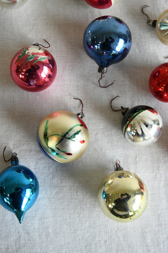 Vintage Mid 20th Century Glass Christmas Tree Baubles