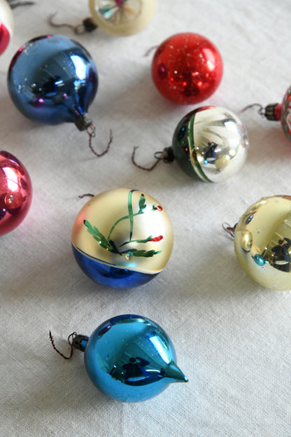 Vintage Mid 20th Century Glass Christmas Tree Baubles