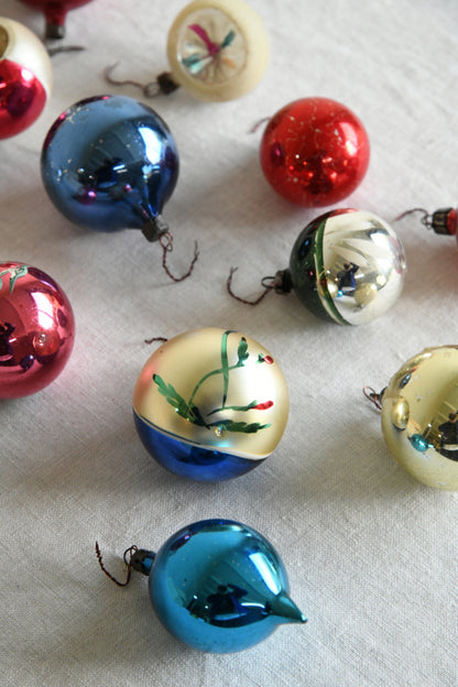 Vintage Mid 20th Century Glass Christmas Tree Baubles