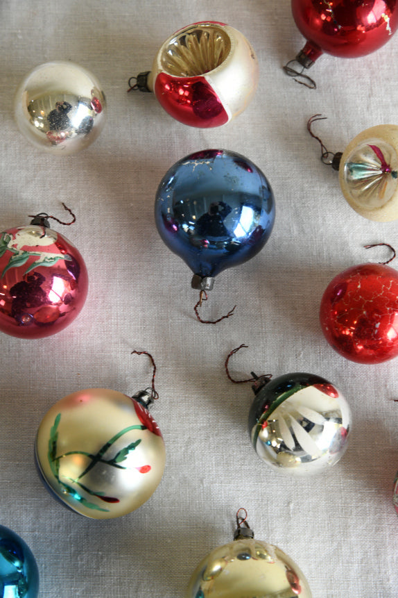 Vintage Mid 20th Century Glass Christmas Tree Baubles