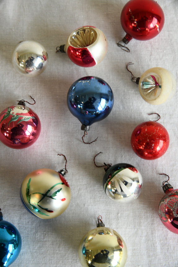 Vintage Mid 20th Century Glass Christmas Tree Baubles