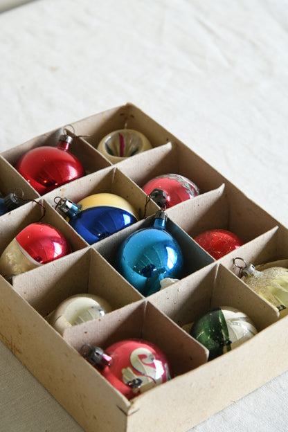 Vintage Mid 20th Century Glass Christmas Tree Baubles