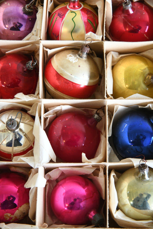 Vintage Glass Christmas Tree Baubles.