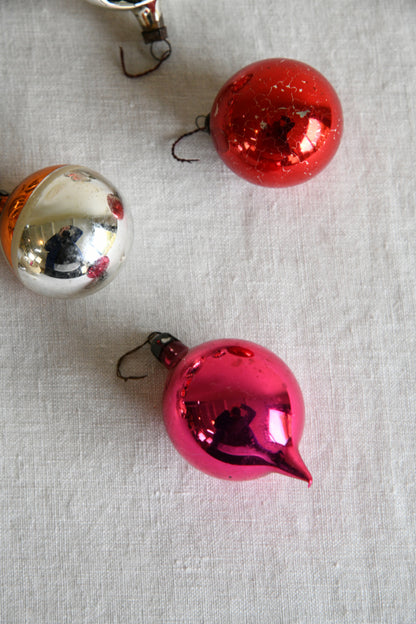 8 Vintage Glass Christmas Tree Baubles