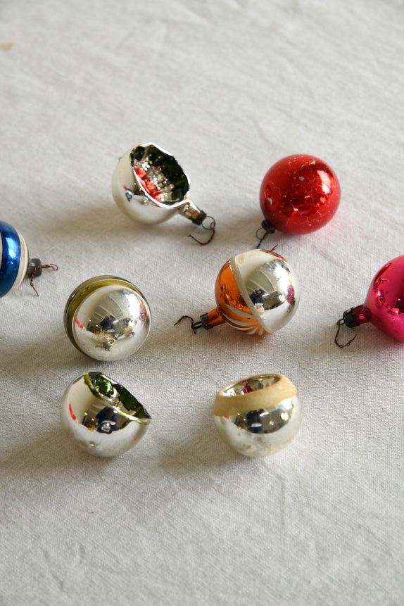 8 Vintage Glass Christmas Tree Baubles