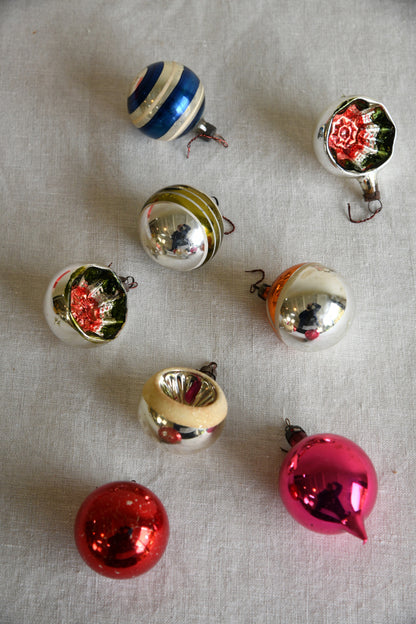 8 Vintage Glass Christmas Tree Baubles