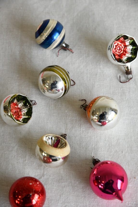 8 Vintage Glass Christmas Tree Baubles