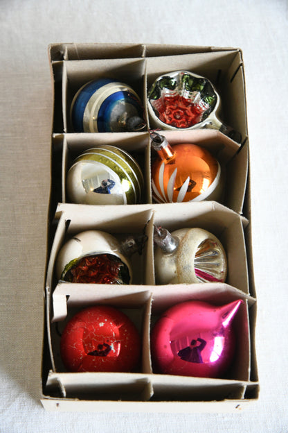 8 Vintage Glass Christmas Tree Baubles