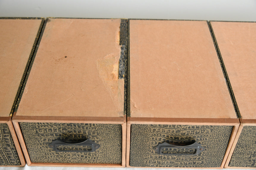 6 Vintage Canto Faux Croc Skin Index Card Filing Drawers