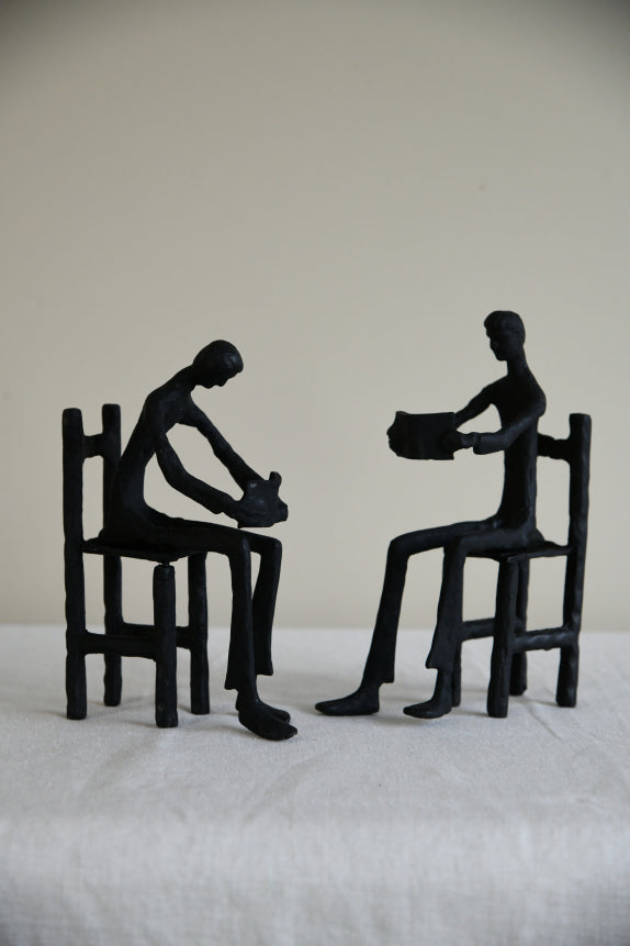 Pair Seated Reading Figures