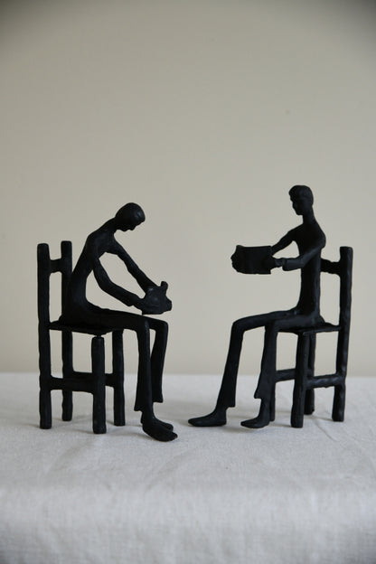 Pair Seated Reading Figures