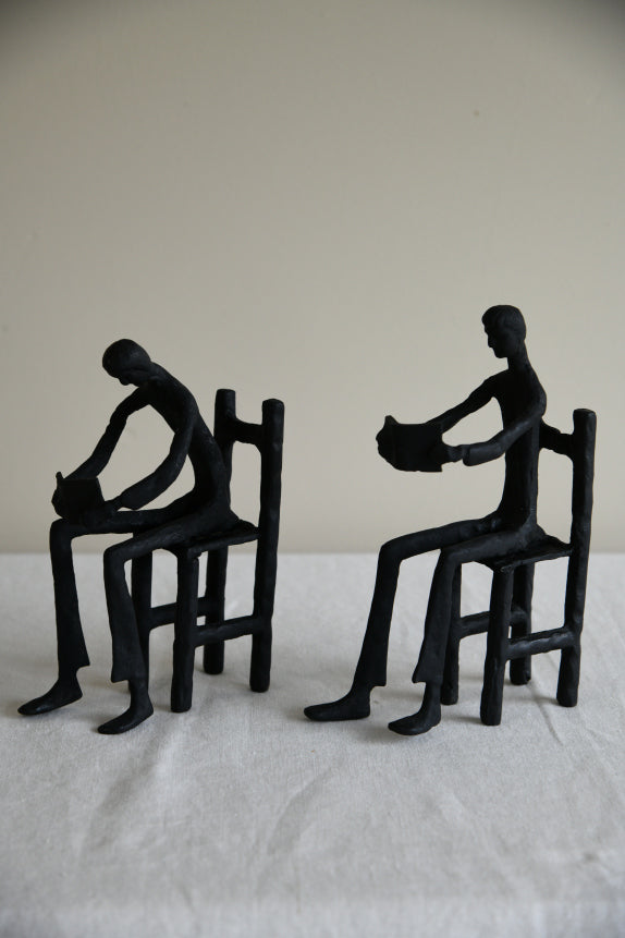 Pair Seated Reading Figures