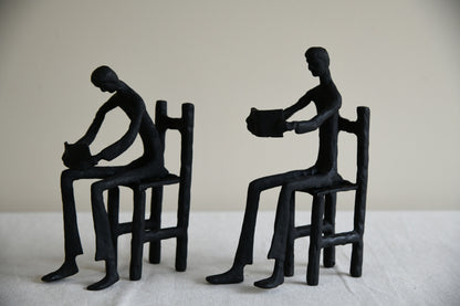 Pair Seated Reading Figures