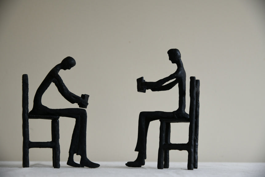 Pair Seated Reading Figures