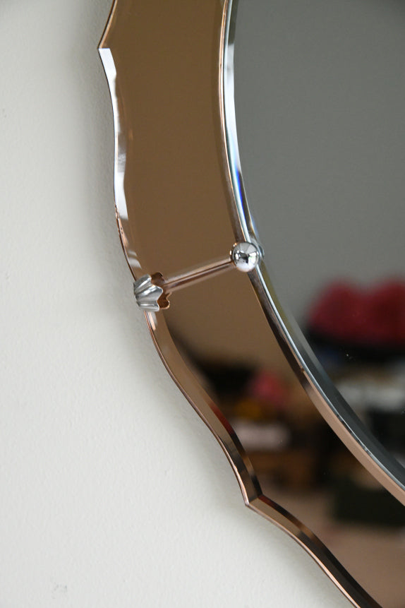 Vintage Deco Style Peach Mirror