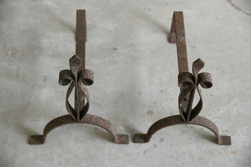 Pair Wrought Iron Fire Dogs