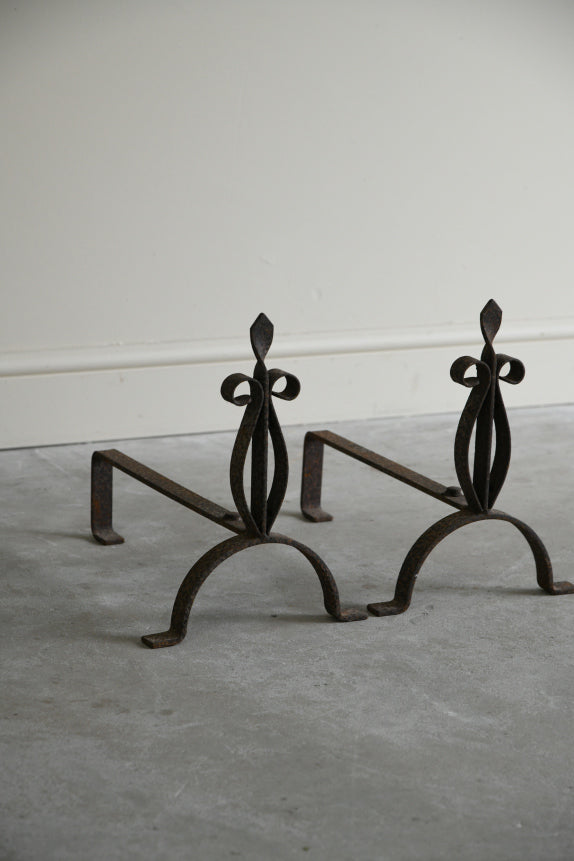 Pair Wrought Iron Fire Dogs