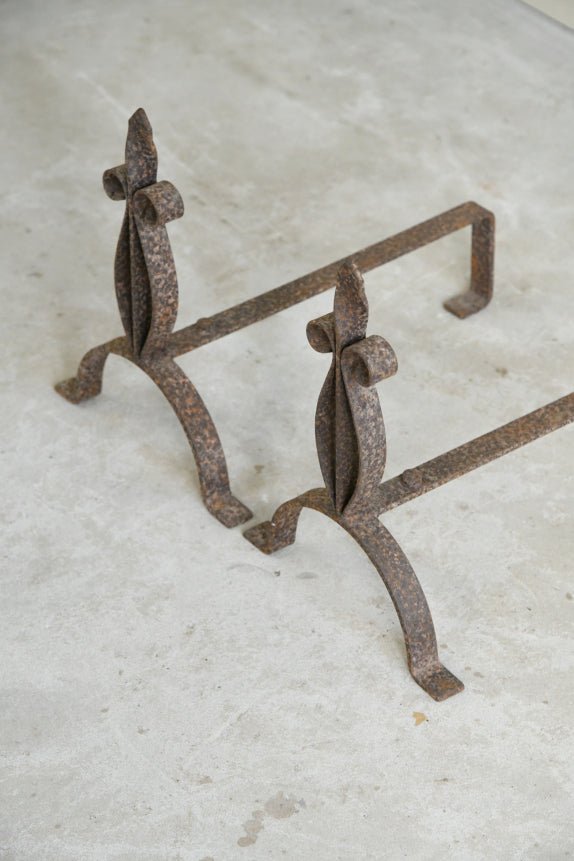 Pair Wrought Iron Fire Dogs