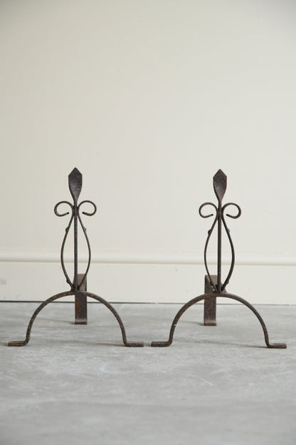 Pair Wrought Iron Fire Dogs