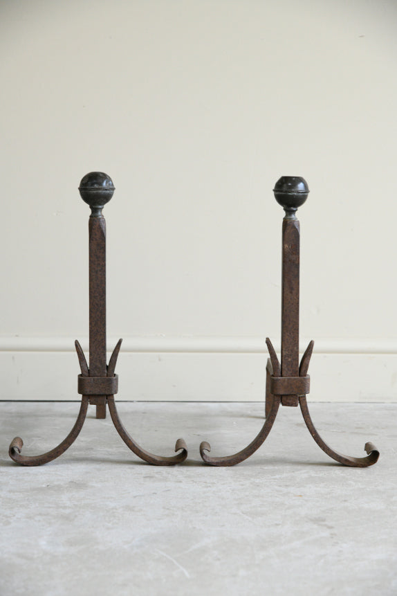 Pair Antique Fire Dogs Andirons