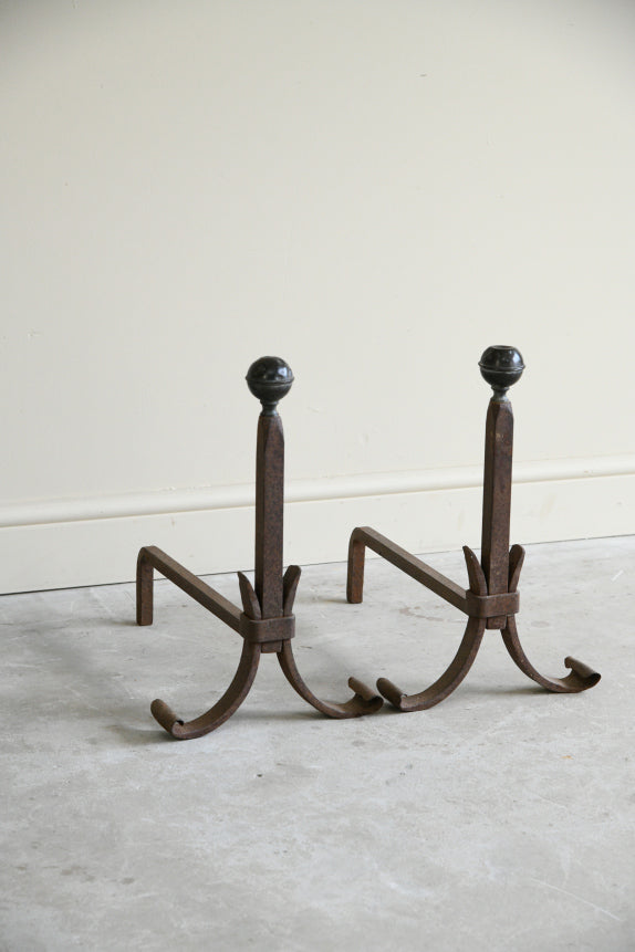 Pair Antique Fire Dogs Andirons