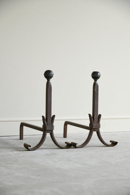 Pair Antique Fire Dogs Andirons