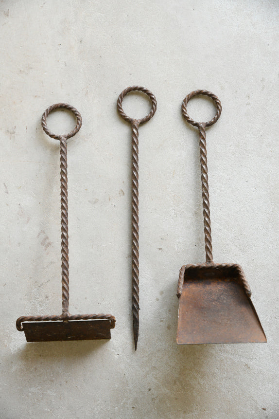 Vintage Wrought Iron Fire Tools Set