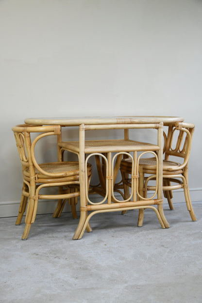 Vintage Bamboo & Cane Table & Chairs