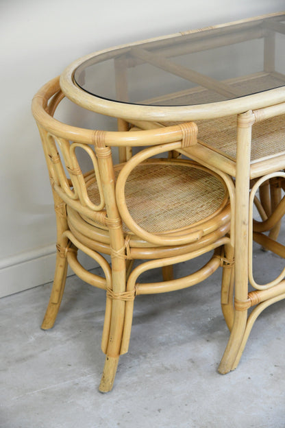 Vintage Bamboo & Cane Table & Chairs