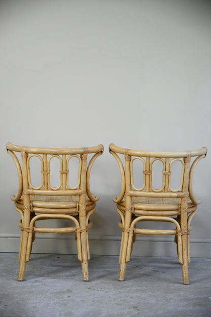 Vintage Bamboo & Cane Table & Chairs