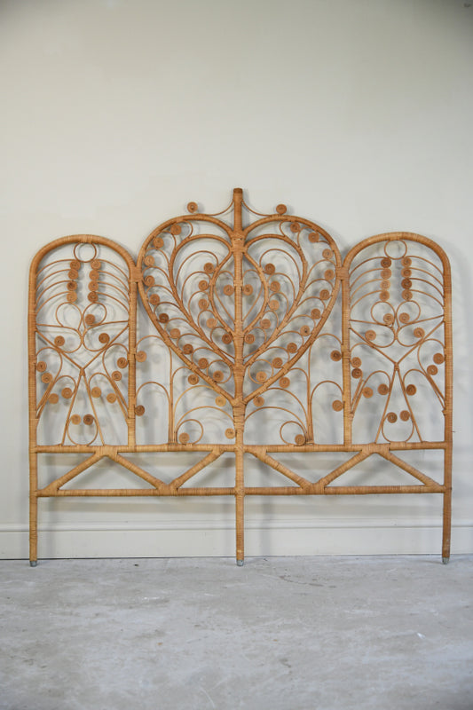 Original Vintage Cane Peacock Double Headboard