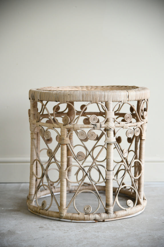 Vintage Round Cane Side Table