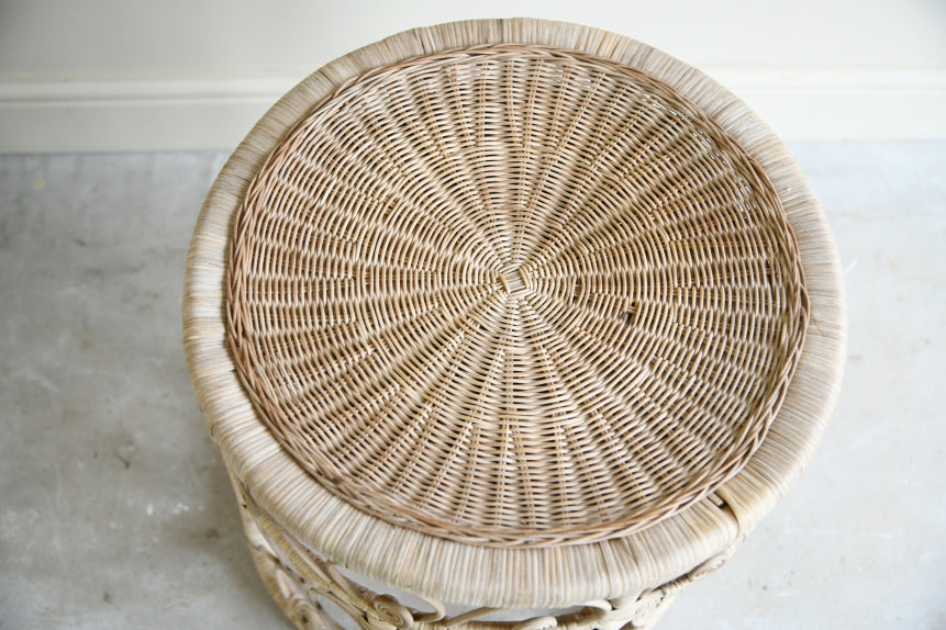 Vintage Round Cane Side Table