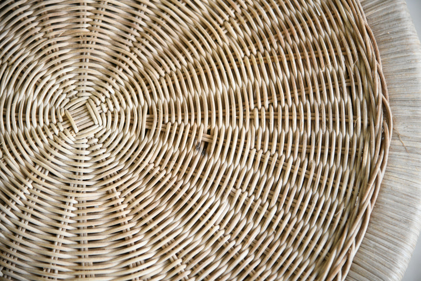 Vintage Round Cane Side Table