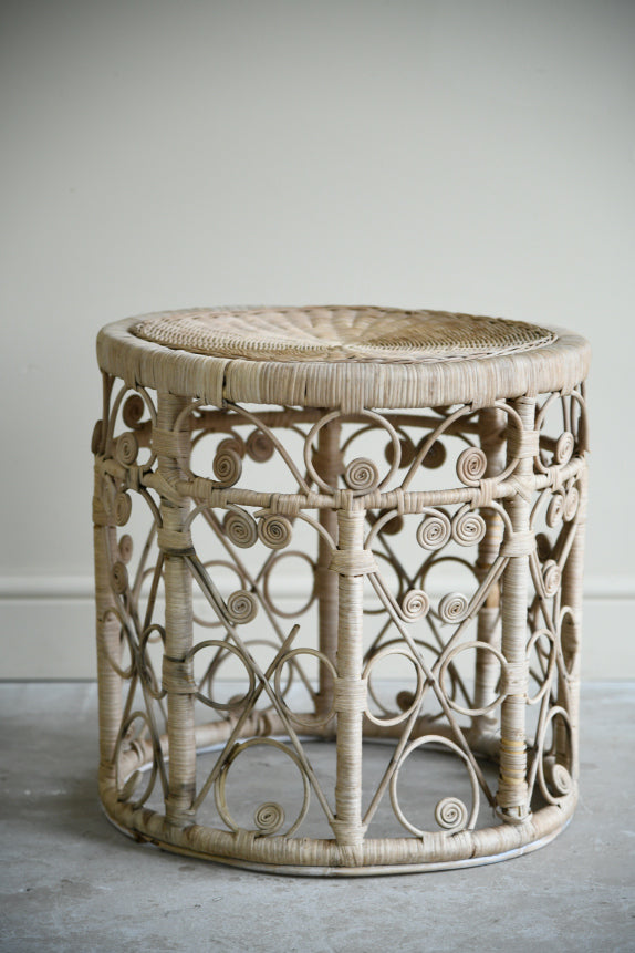 Vintage Round Cane Side Table