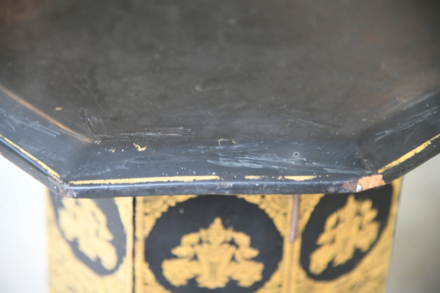 Pair Eastern Black & Gilt Occasional Tables