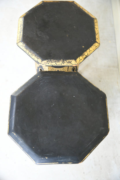 Pair Eastern Black & Gilt Occasional Tables