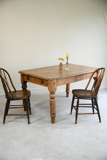 Antique Victorian Pine Scrub Top Table