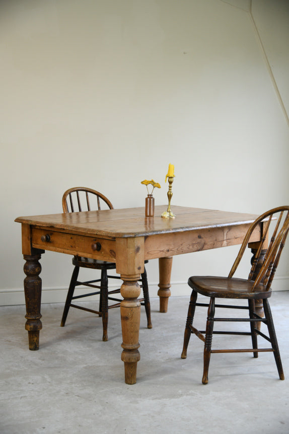 Antique Victorian Pine Scrub Top Table