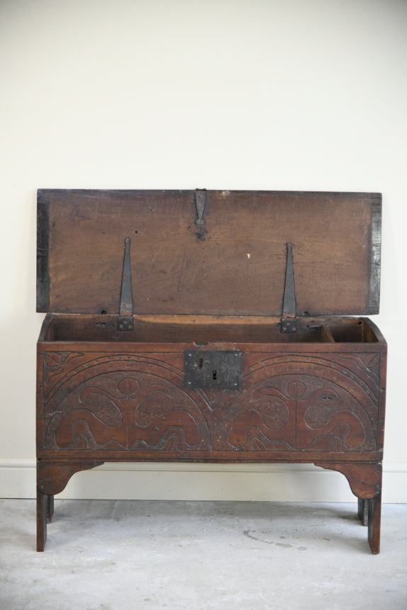 Antique English Oak Six Plank Chest