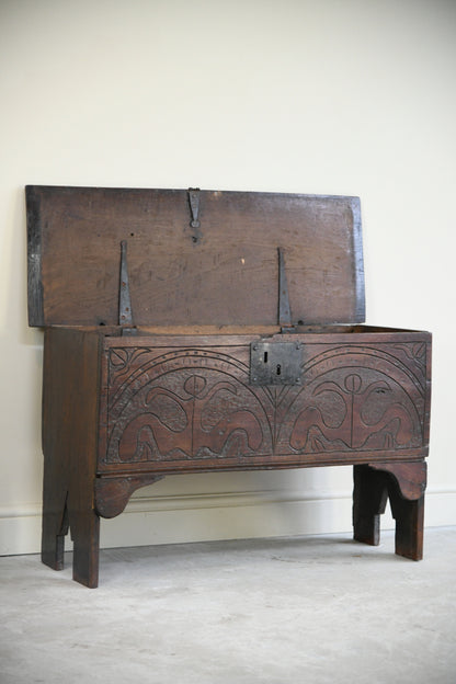 Antique English Oak Six Plank Chest