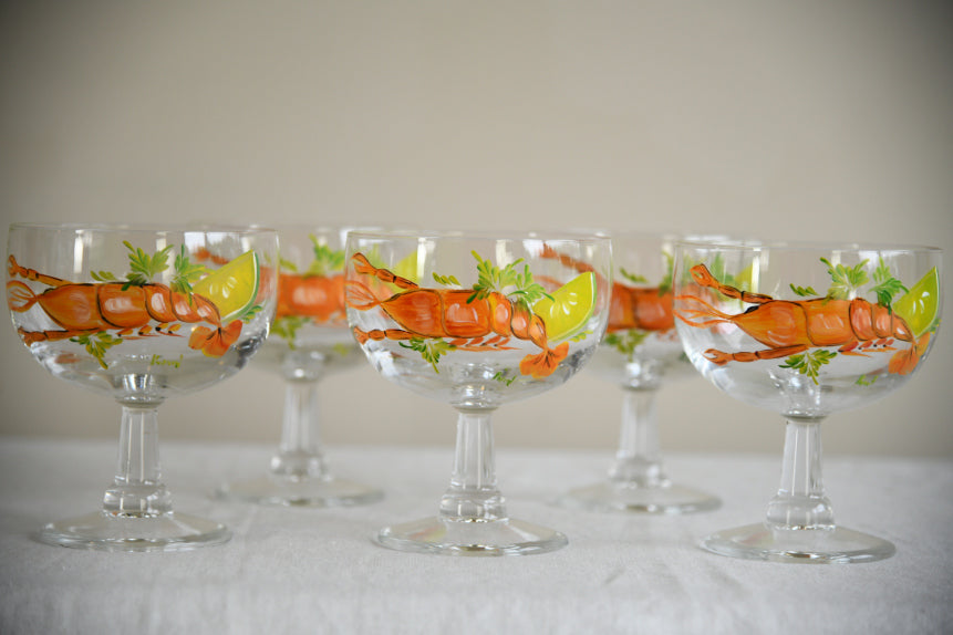 5 Vintage Prawn Cocktail Glass Dishes