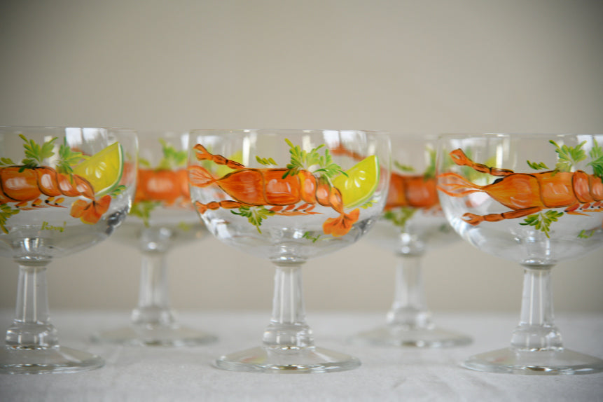 5 Vintage Prawn Cocktail Glass Dishes