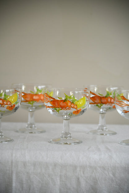 5 Vintage Prawn Cocktail Glass Dishes