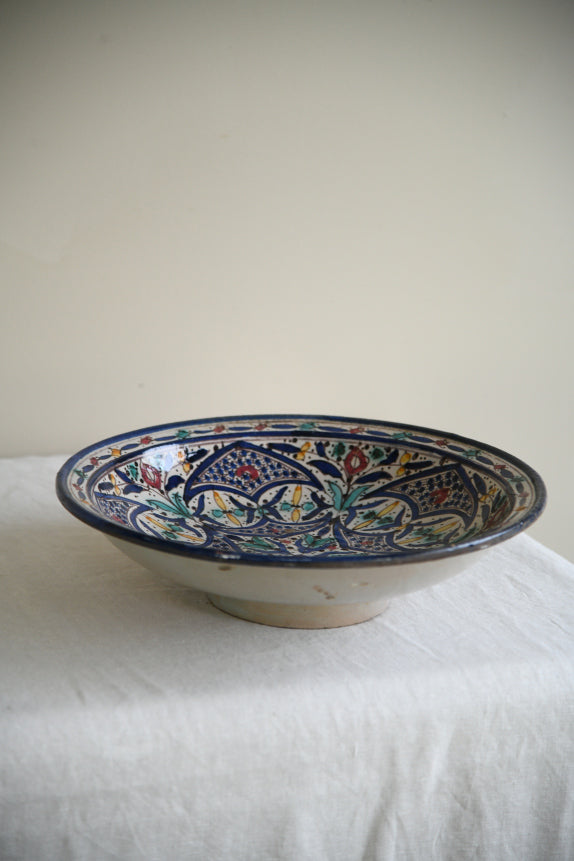 Large Polychrome Middle Eastern Glazed Pottery Bowl